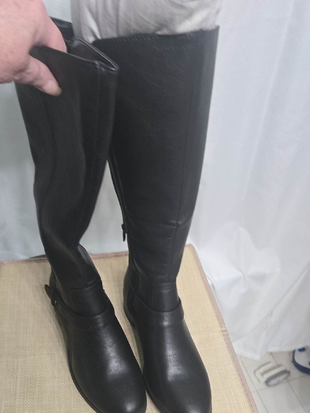 easy street Black Tall Knee-High Heeled Boots